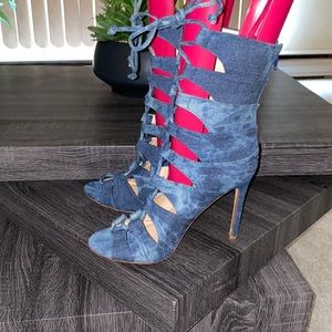 Jean tie-up heels